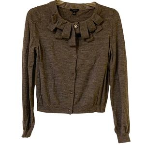 Ann Taylor cropped cardigan sweater merino wool ribbon buttons dark academia!